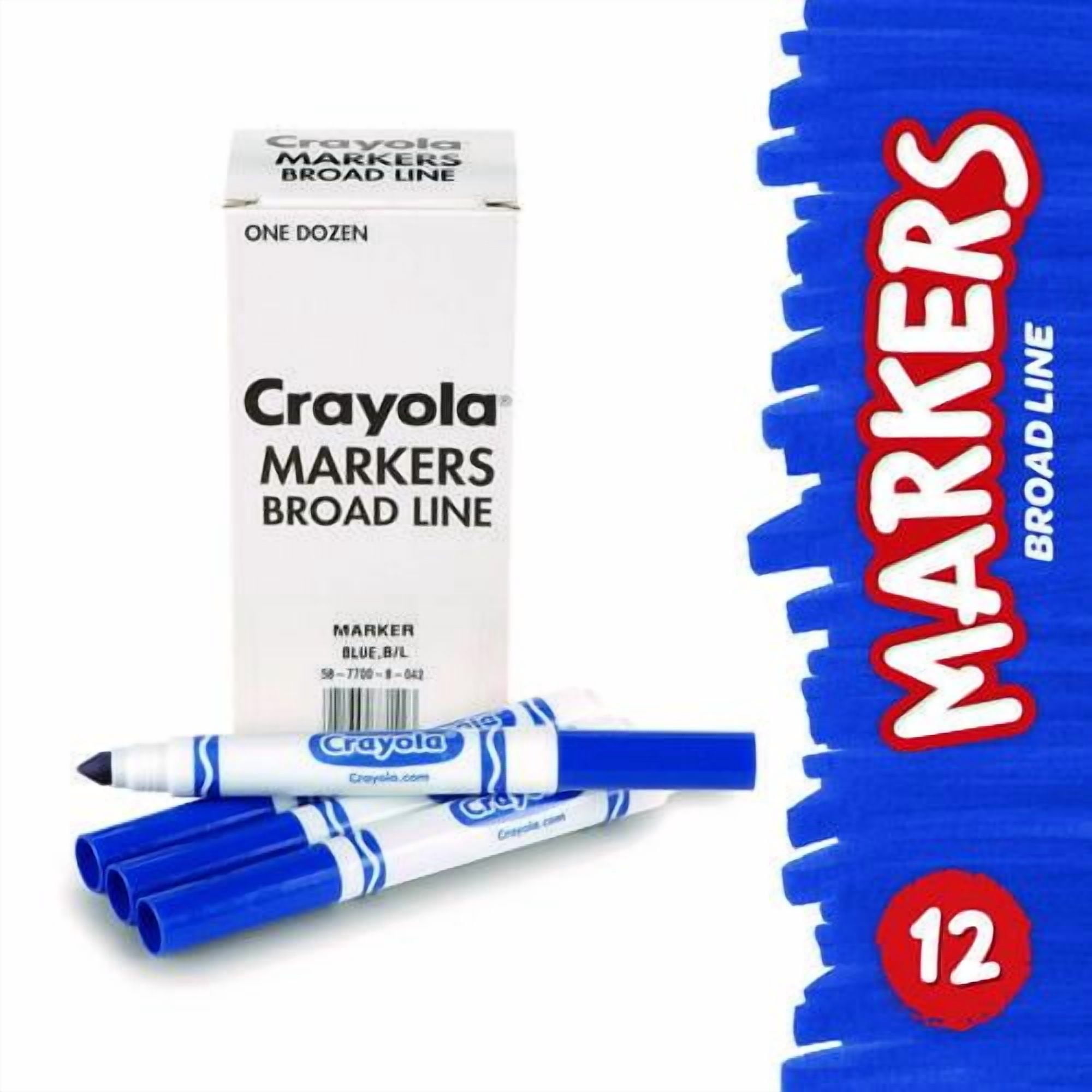 Broad Line Washable Markers, Broad Bullet Tip, Blue, 12/box | Bundle of 10