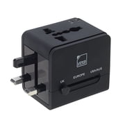 Global Adapter with Dual USB Charger, Black
