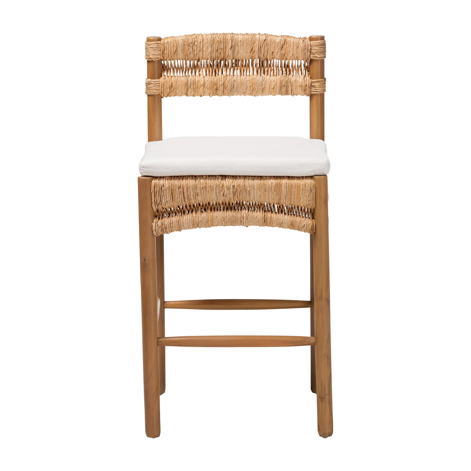 bali & pari Elvera Boho Counter Stool, 27.2" H Counter Height, Light Walnut