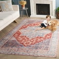 thumbnail image 5 of SAFAVIEH Arizona Fredrick Distressed Machine Washable Area Rug, Light Blue/Rust, 8' x 10', 5 of 14