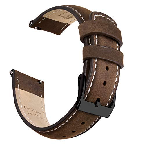 Ritche 20mm Leather Watch Band Quick Release Watch Bands for Men Women  Compatible with Timex Expedition Fossil Seiko Saddle Brown Watch Strap  White Stitching 