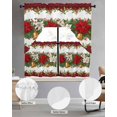 thumbnail image 2 of Christmas Poinsettia Swag Kitchen Curtains Sets for Windows 24 Inch Length, Winter Xmas Floral Bell Botanical Short Window Curtain Panels Swags Valances and Tiers 3 Piece Set for Cafe/Dining Room, 2 of 5