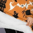 thumbnail image 3 of Oversized Wearable Blanket Hoodie,Classic Halloween Pattern Sherpa Blanket Hoodie with Super Pockets,Super Warm Fuzzy Pullover for Women & Men, 3 of 6
