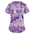 thumbnail image 4 of HaHaHappy Christmas Scrubs for Women Plus Size Short Sleeve Dressy Christmas Santa Print Scrub Tops Casual V Neck Funny Scrub Shirts Medical Workwear Nursing Nurse Uniform with Pocket Purple XL, 4 of 4