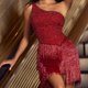 thumbnail image 4 of Vestido Vestido de cóctel para mujer sin espalda borlas dobladillo sin mangas bordado traje de vacaciones Ygjytge Vino rojo T L para Mujer, 4 of 8
