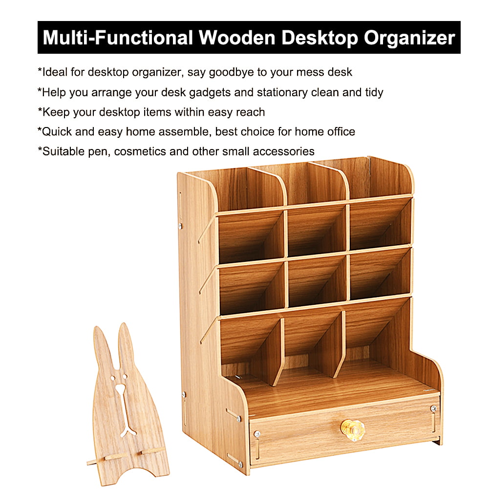 Dropship 1pc Wooden Desk Organizer, Multi-Functional DIY Pen Holder, Pen  Organizer For Desk, Desktop Stationary, Easy Assembly, Home Office Art  Supplies Organizer Storage With Drawer to Sell Online at a Lower Price