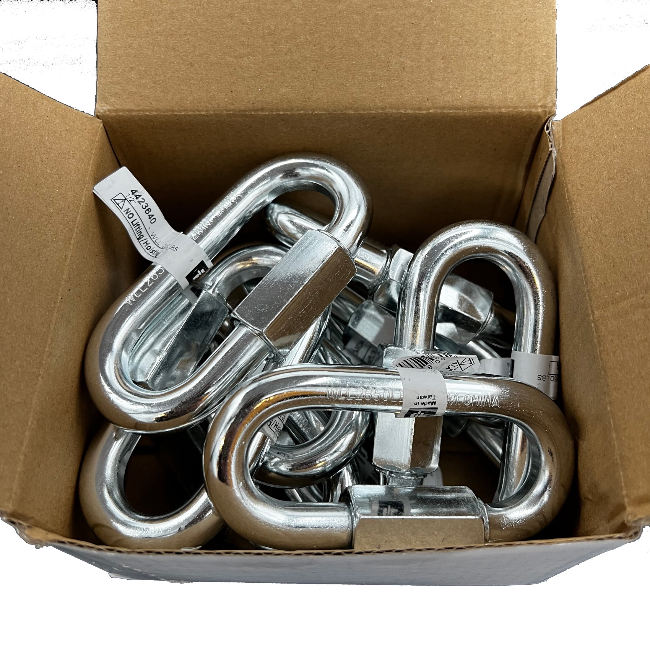 1/2" Quick Link, 10 Piece, Zinc, UPC Tagged, Peerless Chain #4423640