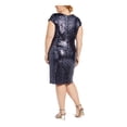 thumbnail image 2 of TEEZE ME Womens Navy Sequined Cap Sleeve Jewel Neck Knee Length Party Sheath Dress Juniors 22, 2 of 4