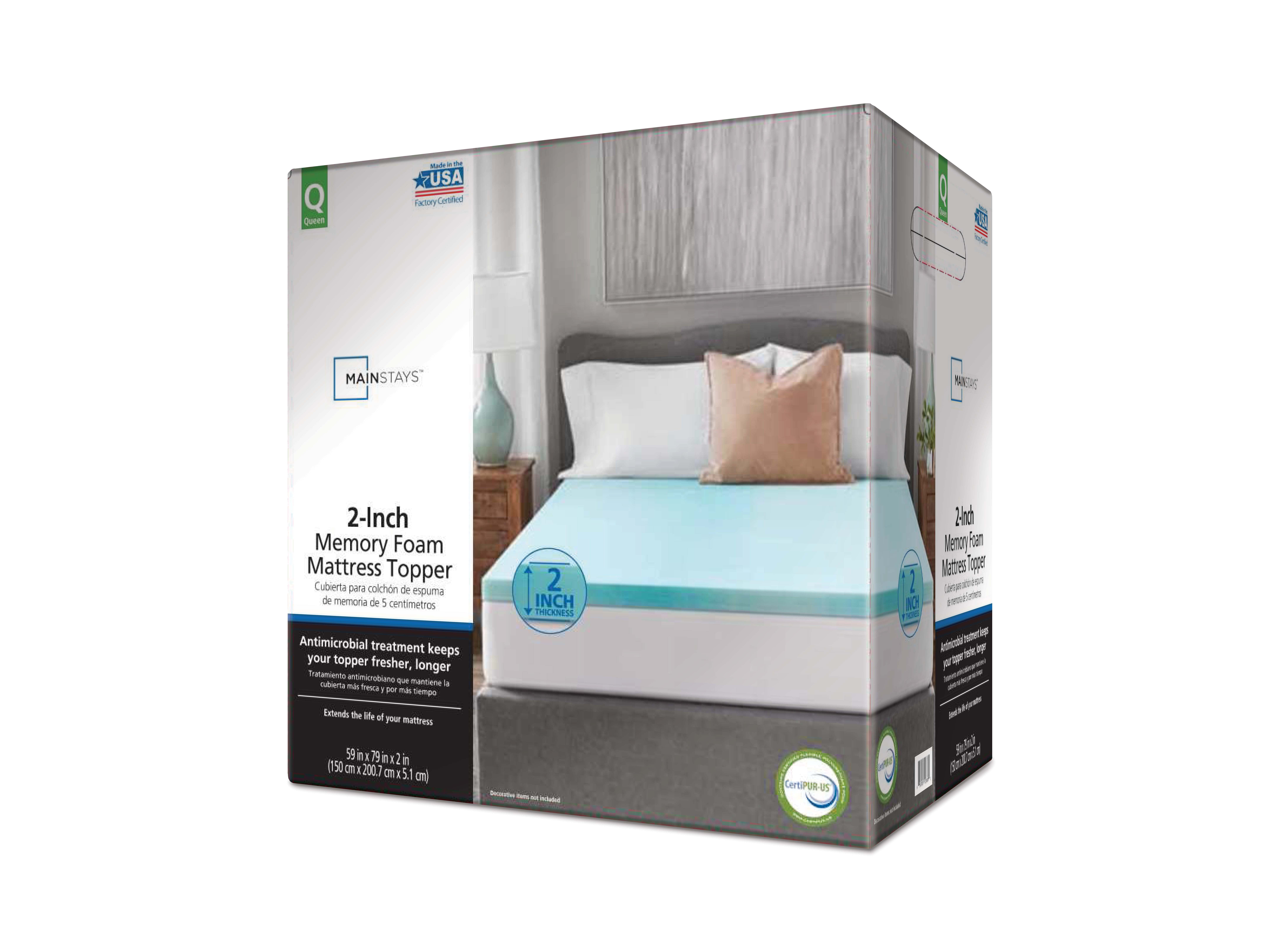 Mainstays 2 Blue Swirl Memory Foam Mattress Topper Twin Walmart