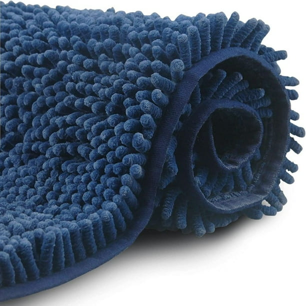 Alfombra de baño de microfibra de chenilla de color naranja brillante y verde, textura súper suave y esponjosa, absorción rápida de agua, reverso antideslizante, lavable a máquina, diseño peludo y