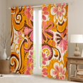 thumbnail image 2 of jejeloiu Bohemian Flowers Curtains Pack of 2 (42x84 Each),Vintage Boho Floral Curtains Blackout,Orange Beige Pink Bedroom Curtains For Kids,Breathable Home Decor, 2 of 6