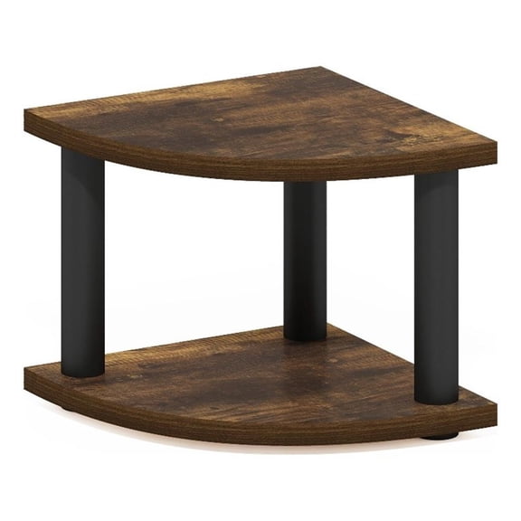 Pemberly Row 2-Tier Corner Countertop Organizer Shelf in Amber Pine/Black