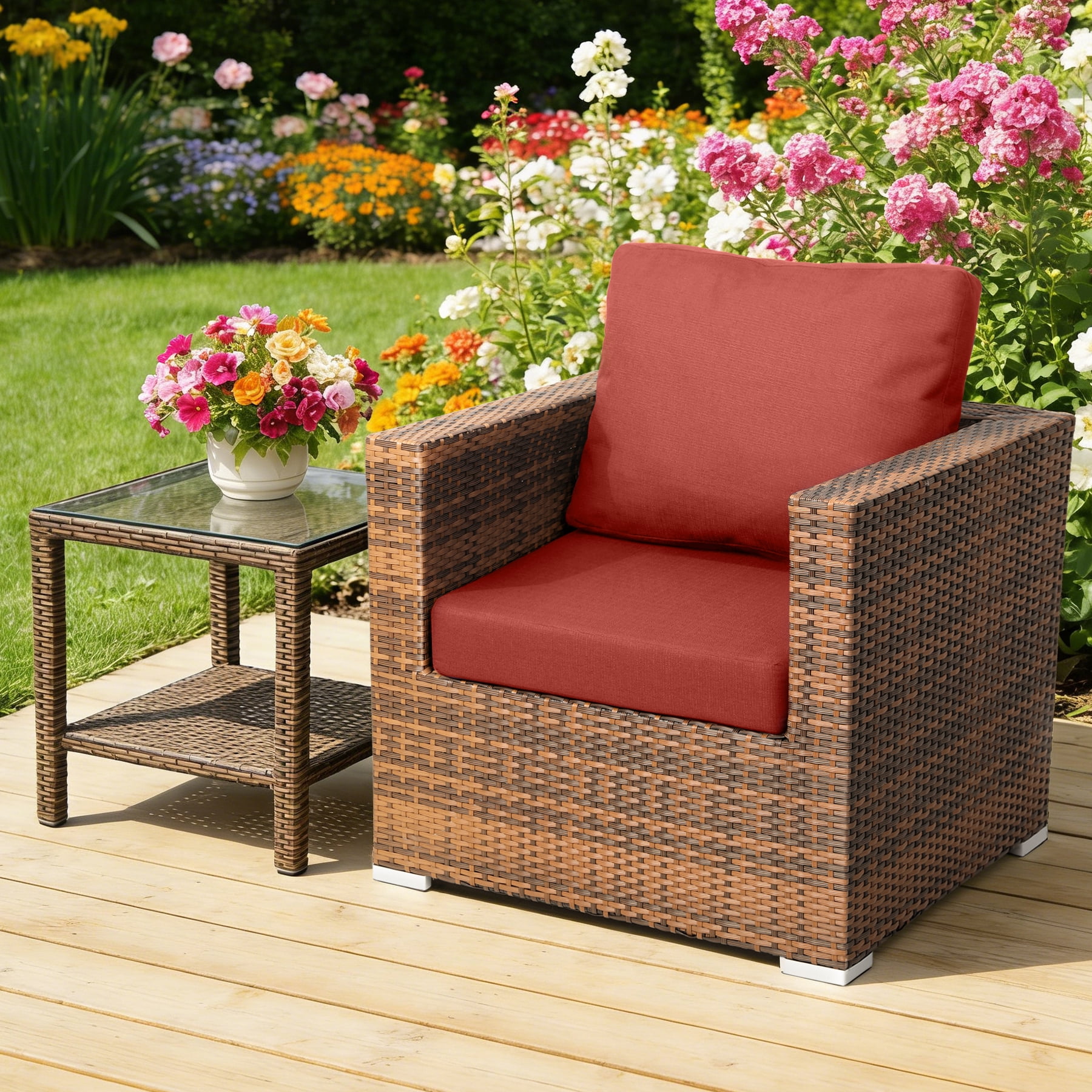 Favoyard Deep Seat Patio Cushion Set, 19 inch Rainproof & Fadeness Patio Cushions for Outdoor Chair Couch with Removable Cover