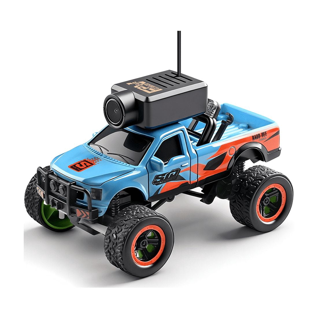 1/64 Scale FPV Mini RC Truck with WiFi HD Camera & APP + Remote Dual Control, 2.4G Full-Proportional RC Crawler with Display Screen, Gyro Stabilization & 3-Speed & Cruise Control - RTR