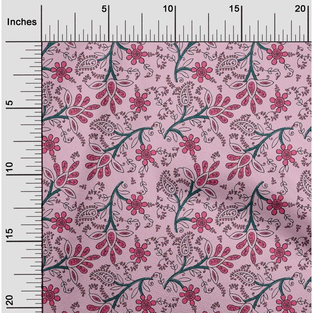 oneOone Viscose Chiffon Fabric Leaves & Floral Block Fabric Prints By Yard 42 Inch Wide