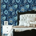 thumbnail image 2 of Peel and Stick Wallpaper Floral Paisley Design Blue Gold Accents Wall Mural 23.6in x 9.8ft Self Adhesive Removable Wall Paper Renter Friendly Wallpaper for Nursery Bedroom Cabinets, 2 of 8