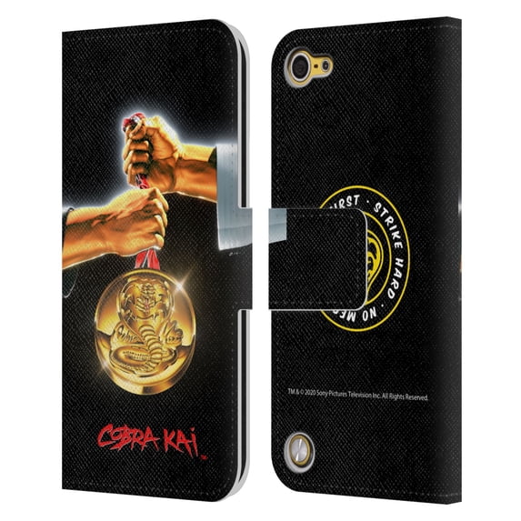 Head Case Designs Officially Licensed Cobra Kai Graphics Gold Medal Leather Book Wallet Case Cover Compatible with Apple iPod Touch 5G 5th Gen