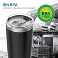thumbnail image 2 of Vaso Térmico de Acero Inoxidable, Easytao Taza Termica Frio y Caliente para Café con Tapa y Pajita, Cepillo de limpieza, Termo Infusor de Vacío Doble para Hombre, Mujer, Regalo, (20oz/590ml, Negro), 2 of 3