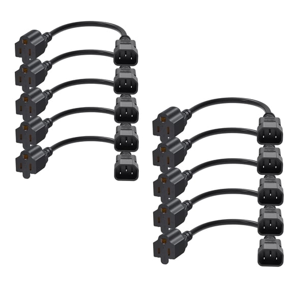 CableCreation [10-Pack] 1 Foot 18AWG Standard Computer Power Adapter Cord NEMA 5-15R Receptacle to IEC320 C14, 0.3M/Black
