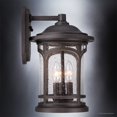 thumbnail image 4 of Urban Ambiance Luxury Rustic Outdoor Wall Light, Medium Size: 14.5"H x 9"W, with Colonial Style Elements, Wrought Iron Design, Oil Rubbed Parisian Bronze Finish and Seeded Glass, UQL1103, 4 of 8