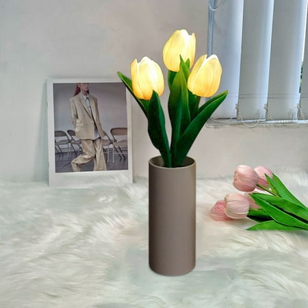

Qepwscx Tulips Lamp Lights Desk Lamp Led Simulation Tulips Night Light With Vase Table Lamp Ornaments For Home Living Room Desktop Decor For Home Decor Clearance