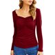 thumbnail image 2 of Ichuanyi liquidación moda para mujer cuello sólido cuello pliegue pliegue de manga larga blusa delgada ICHUANYI WER202308210162, 2 of 5