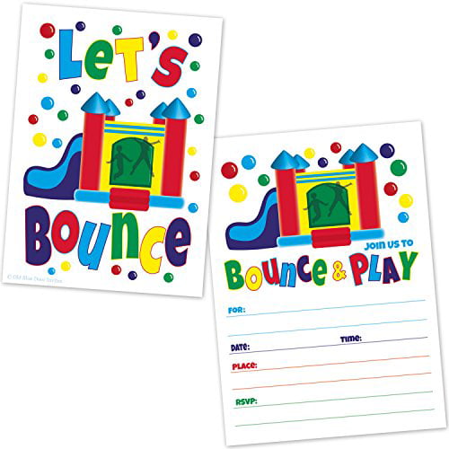10 bounce Birthday Invites envelopes Personalised Jump Party Invitations 