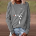 thumbnail image 1 of Floleo Clearance Fall Clothes For Women Women's Animal Cat Print O Neck Loose Sweater Long Sleeve Casual Blouse Top Gray, 1 of 6