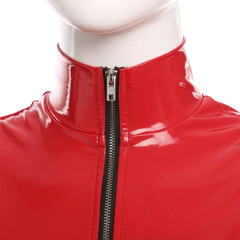 YONGHS Womens Patent Leather Tank Top Sleeveless Zipper Vest YONGHS Womens Patent Leather Tank Top Sleeveless Zipper Vest