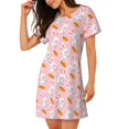 thumbnail image 2 of Disketp Rabbit And Carrot para Camisón Corto de Manga Corta para Mujeres, Camisón Cómodo con Escote Redondo, Bonito y Confortable, 2 of 6
