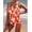 Orange Floral, variant on Ekouaer Women's One Piece Swimsuit Ruched Tummy Control Bathing Suits Vintage Retro Push Up Swimwear