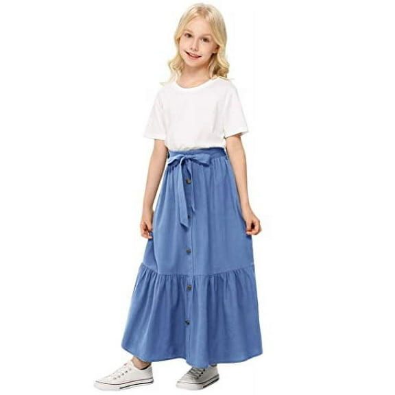 Oyang Girls Casual Summer Holiday Midi Skirt for 3-12Y