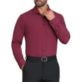 thumbnail image 4 of INSPIRE CHIC Men's Solid Color Button Down Long Sleeves Stretch Business Dress Shirt M Burgundy, 4 of 5