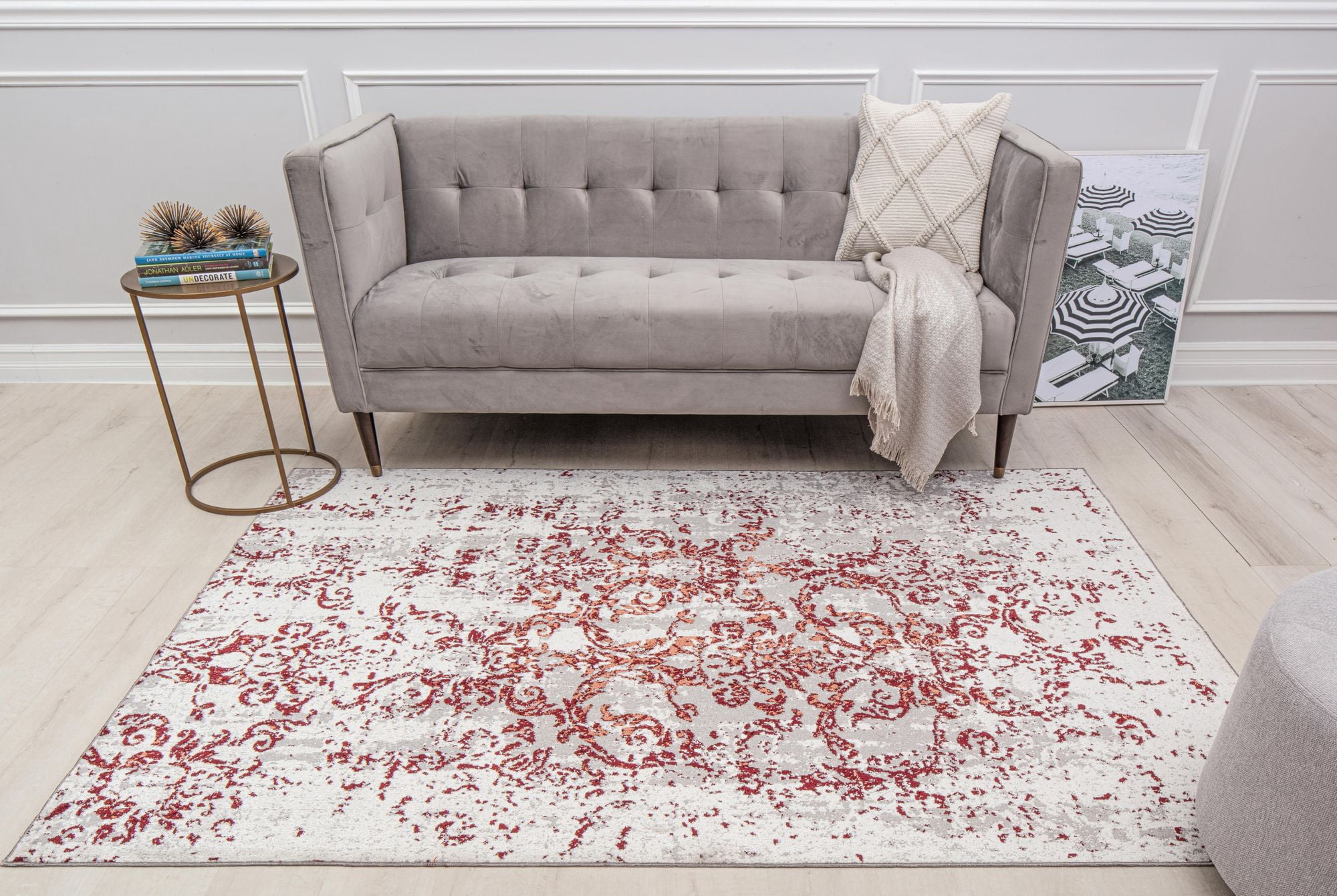 Rugs America Jaelyn JD30B Polar Symphony Distressed Transitional White Area Rug, 2'6" x 8'