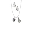 thumbnail image 2 of Delight Jewelry Silvertone Wide Zebra Print Spinners Silver tone Zig Zag Christmas Tree Charm Necklace and Stud Earrings, 2 of 4