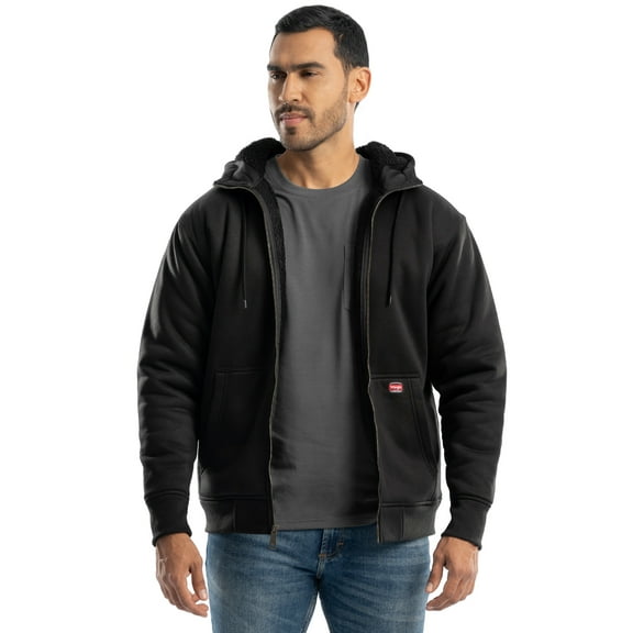 Wrangler Workwear Men's Durable Quilted Zip-up Fleece Hooded Jacket, S-3XL (Men's and Big Men's)
