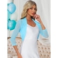 thumbnail image 2 of DARING DIVA Semi Sheer Elegant 3/4 Sleeves Blouse XL Light Blue, 2 of 6