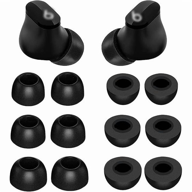 Chenchen Replacement Memory Foam Compatible with Beats Solo Buds/Fit Pro/Studio Buds + Ear Tips, 6 Pairs S/M/L Cancel Noise Fit in Case Comfortable No Silicone Pain for Beat Studio Buds - Foam Black