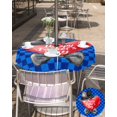 thumbnail image 5 of Fsddascl Happy Father's Day Outdoor Tablecloth - 60 Inch Round Dining Table Cover, Love Bow Blue Check Plaid Waterproof Outdoor Table Cloth with Umbrella Hole & Zipper for Picnic/Patio/Party, 5 of 7