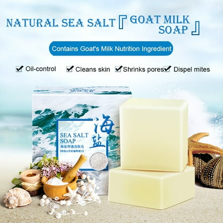 Natural Bar Soap Sea Salt Body Wash Soap Quickly Remove Mites Repair Nourish Skin Gentle Cleansing Bar for Dry/Sensitive
