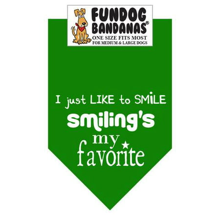 Fun Dog Bandana - Je viens comme souriiez - Taille unique pour Med à Lg Chiens, kelly écharpe animal vert