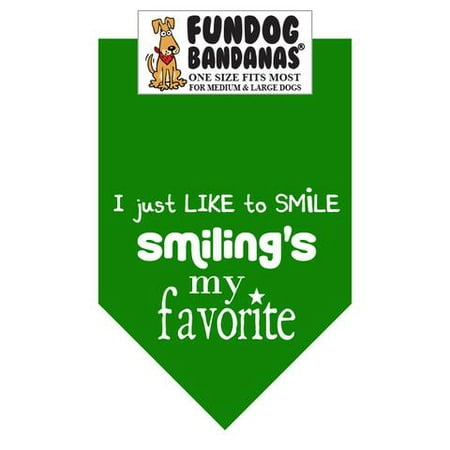 Fun Dog Bandana - Je viens comme souriiez - Taille unique pour Med à Lg Chiens, kelly écharpe animal vert