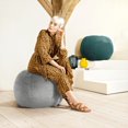 thumbnail image 2 of Plump Silver Velvet Pouf – Oversized Round Floor Ottoman with Ultra-Soft Velvet Shell and Polystyrene Bead Fill for Living Room, Bedroom or Office, 2 of 6