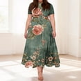 thumbnail image 2 of LWavelet Women's Plus Size Floral Maxi Dress Short Sleeve Tie Waist Casual Boho Flowy Dress with Pockets Purple 2XL, 2 of 7