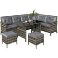 thumbnail image 1 of Outsunny 6 Pieces Patio Dining Set Wicker Outdoor Furniture Set, Grey, 1 of 10