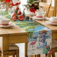 thumbnail image 2 of Christmas Table Runner Snowman Poinsettia Flower Table Runners Beach Ocean Palm Tree Cotton Linen Dresser Scarf Kitchen Dining Table Decor for Christmas Holiday Party Decor 13x36 Inch, 2 of 8