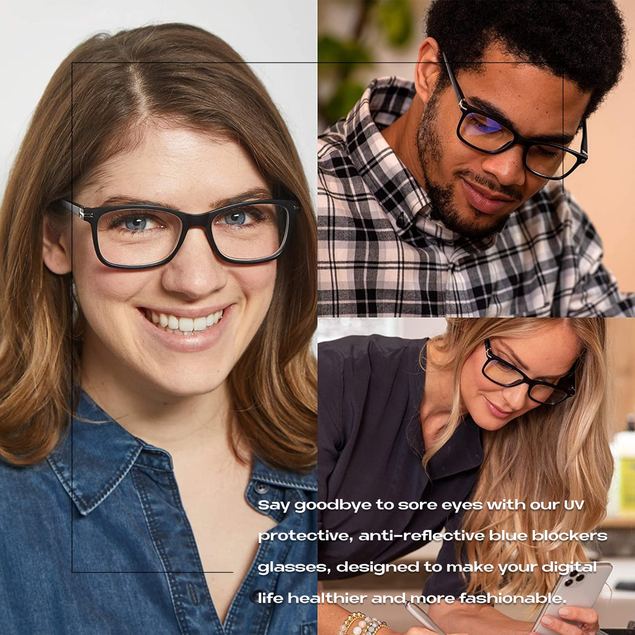 Readerest Blue Light Blocking Reading Glasses (Light Blue, 2.50 Magnification) Computer Eyeglasses With Thin Reflective Lens, Antiglare, Eye Strain, UV Protection, Stylish For Men And Women