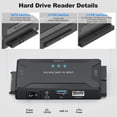 thumbnail image 4 of Hard Drive Reader IDE SATA to USB 3.0 + USB C Adapter,3in1 Ultra Data Retrieval Converter Kit with 12V/2A Power Supply for Internal 2.5'' SSD 3.5'' HDD IDE SATA Blu-ray Drive, 4 of 9