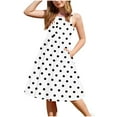 thumbnail image 2 of Cute Dresses for Girls with Pockets Size 2-12 Sleeveless Sundresses Toddlers Kids Trendy Polka Dot Printed Pullover Going-Out Dress Summer, 2 of 8