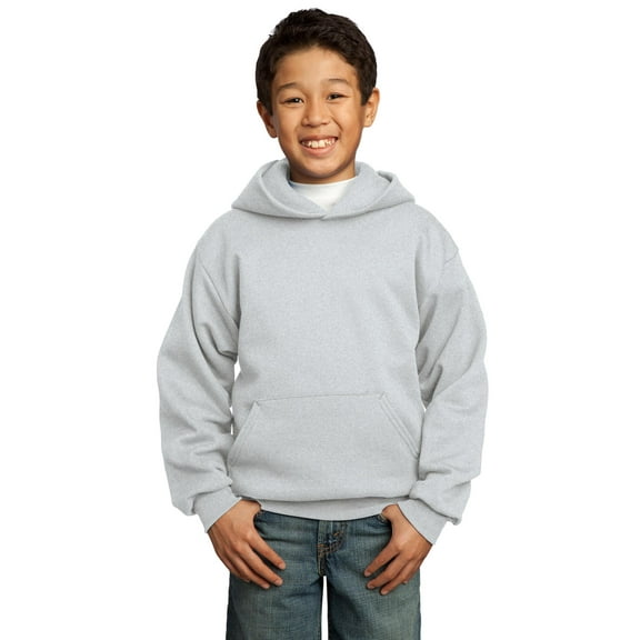 Port & Company Youth Core Fleece Pullover Hooded Sweatshirt-XS (Ash)